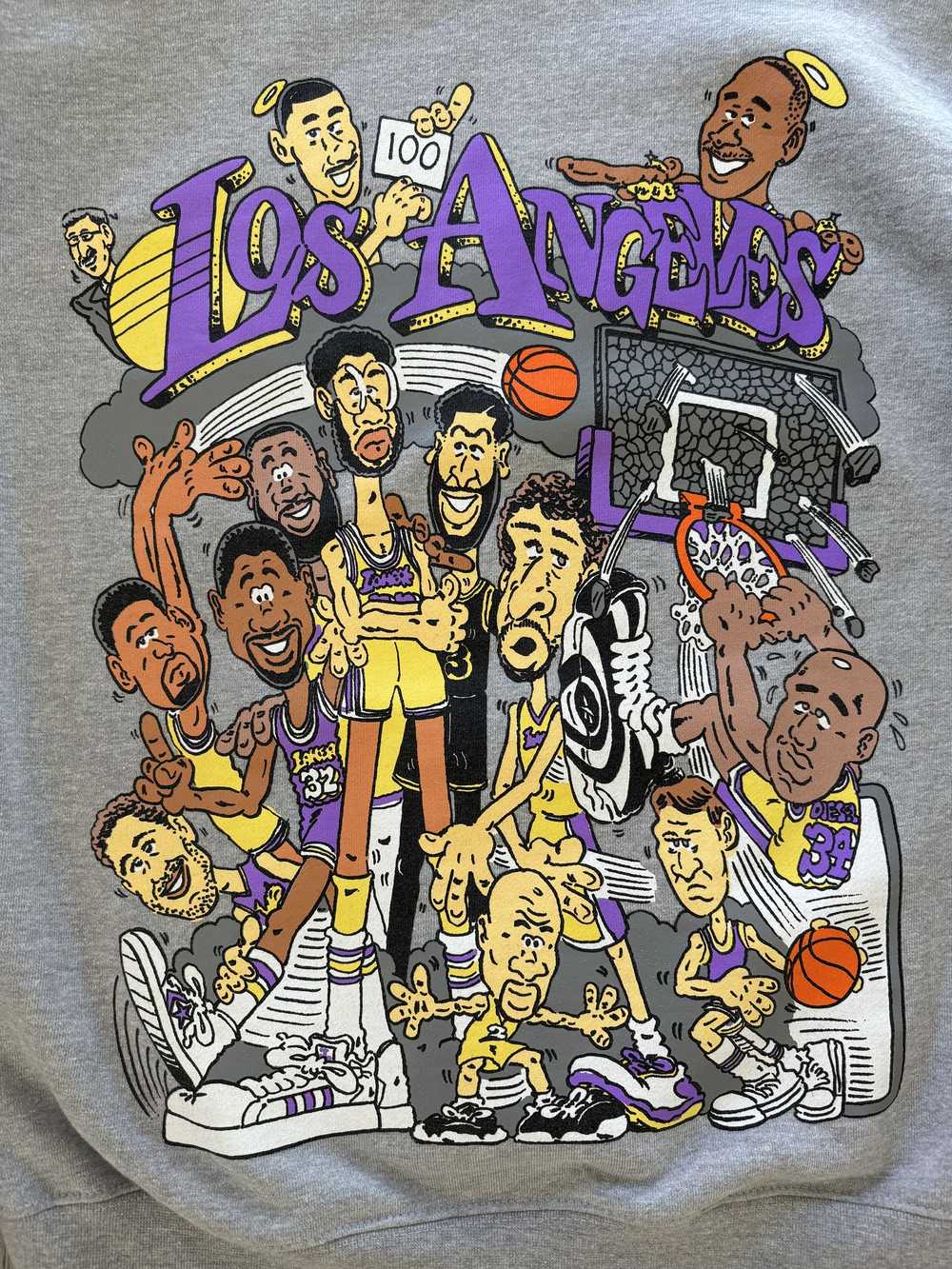 NBA Vintage Style LA Lakers Legends Cartoon Hoodie - image 2