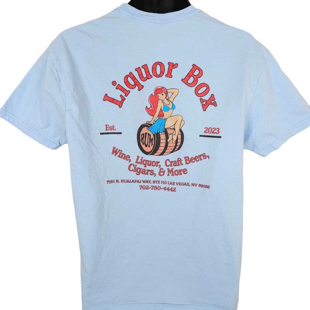 Gildan Liquor Box T Shirt Mens Size Large Blue La… - image 1