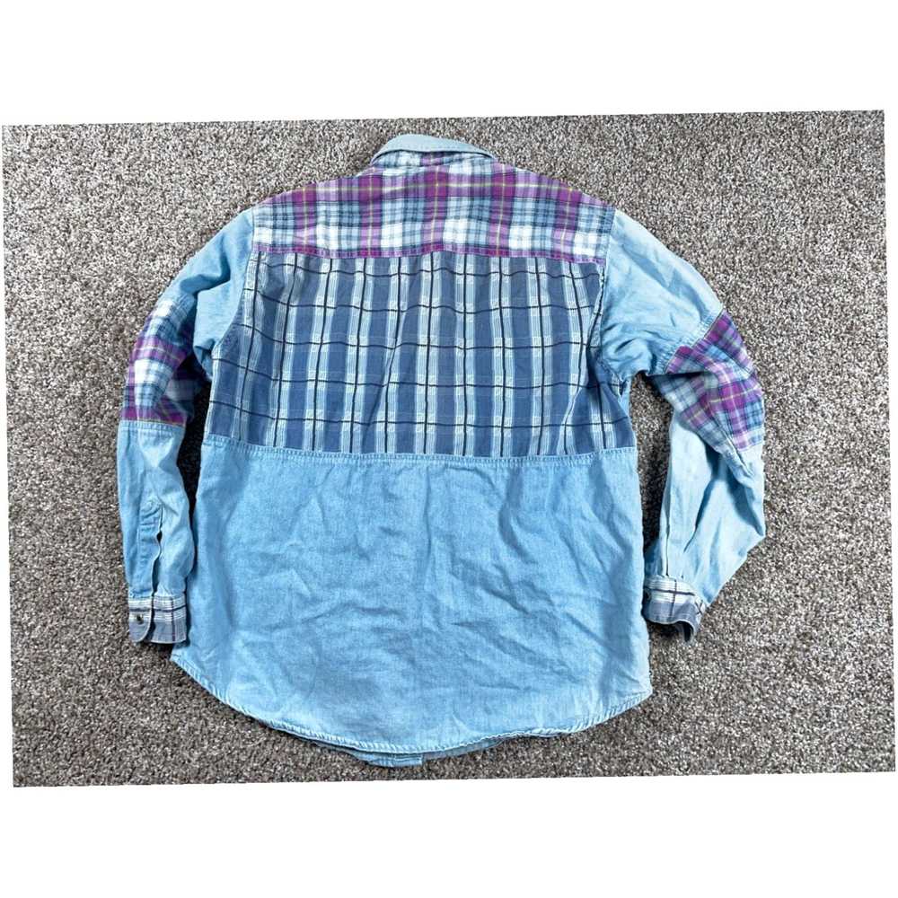 Vintage Unique 1990s Style Distressed Denim Plaid… - image 3