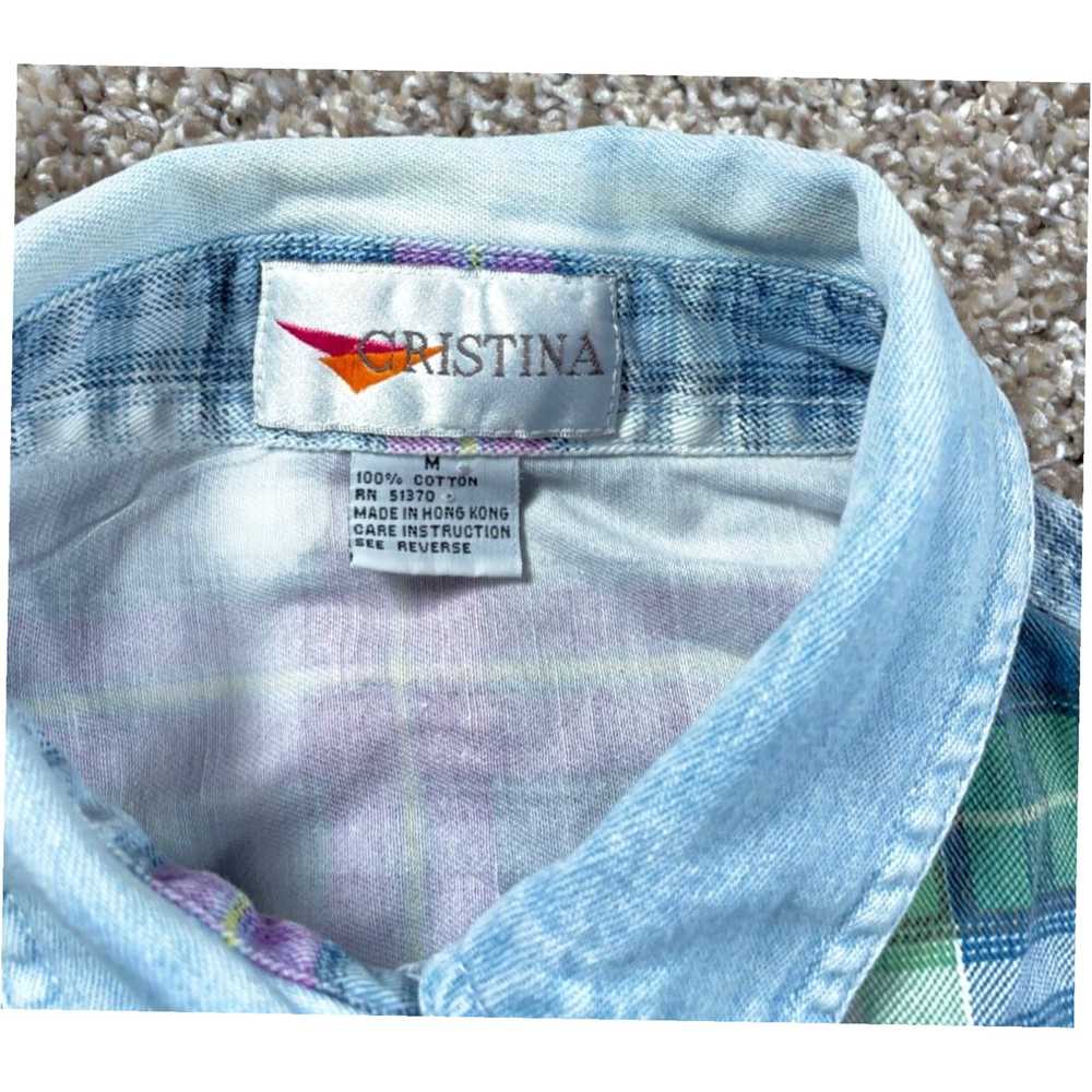 Vintage Unique 1990s Style Distressed Denim Plaid… - image 4