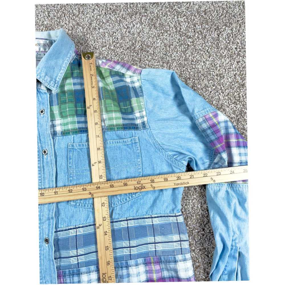 Vintage Unique 1990s Style Distressed Denim Plaid… - image 7