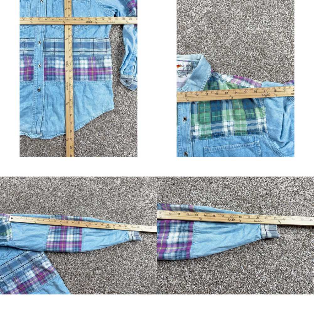 Vintage Unique 1990s Style Distressed Denim Plaid… - image 8