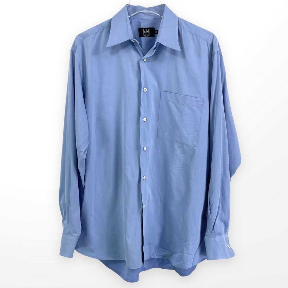 Ike Behar IKE BEHAR Blue Woven Long Sleeve Button… - image 7