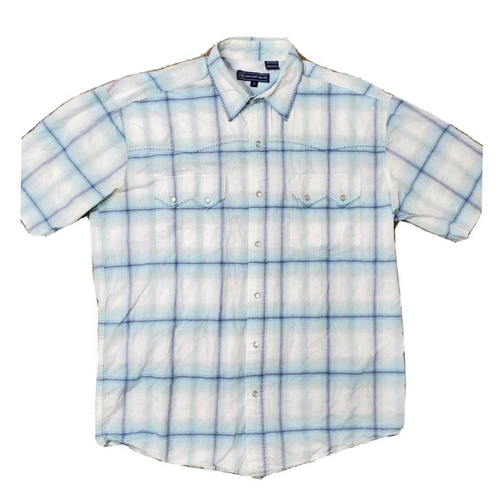 Roper Authentic Blue Plaid Patterned 100 Percent … - image 1