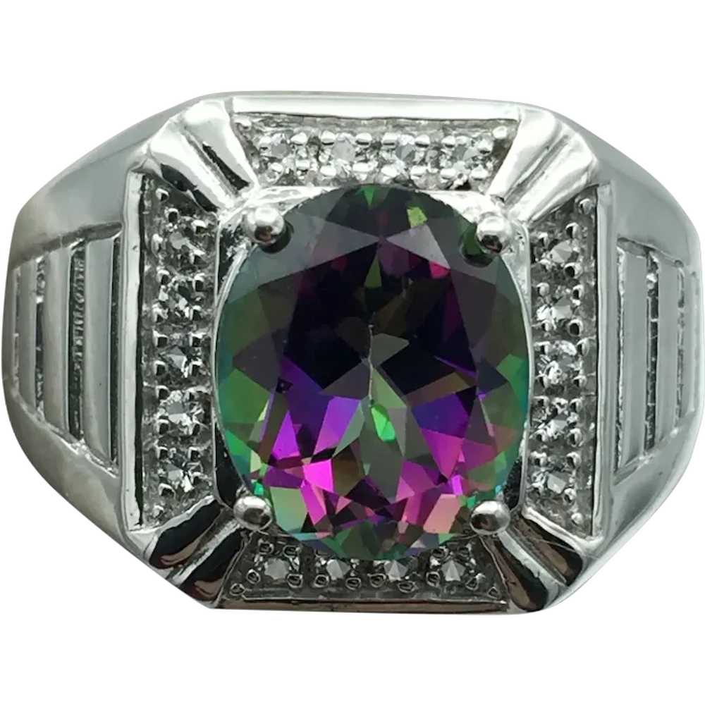 Sterling Silver Mystic Topaz and White Zircon Ring - image 1