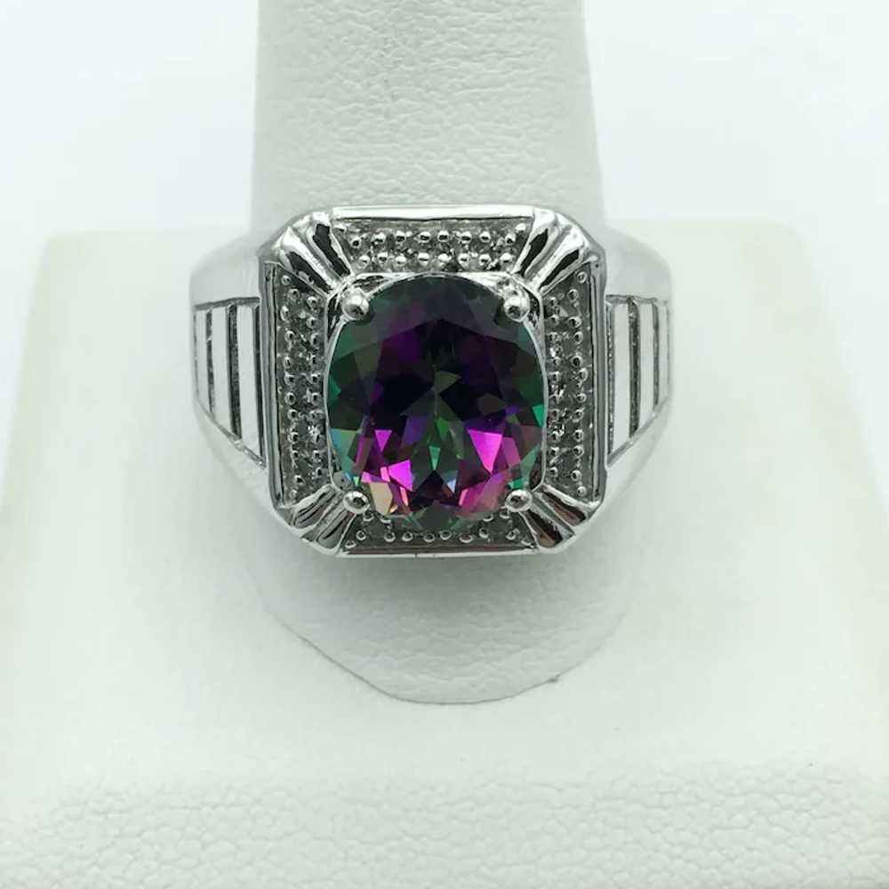 Sterling Silver Mystic Topaz and White Zircon Ring - image 2