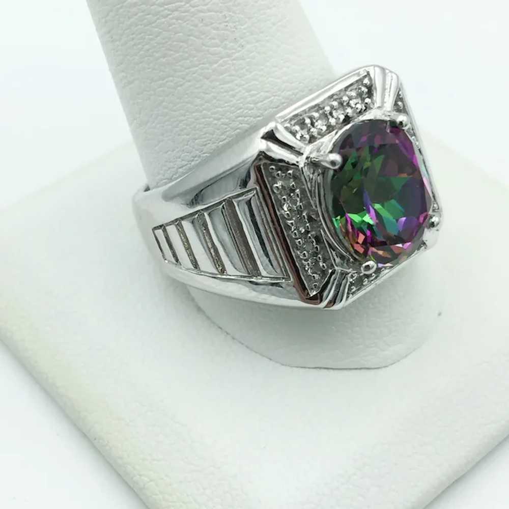 Sterling Silver Mystic Topaz and White Zircon Ring - image 3