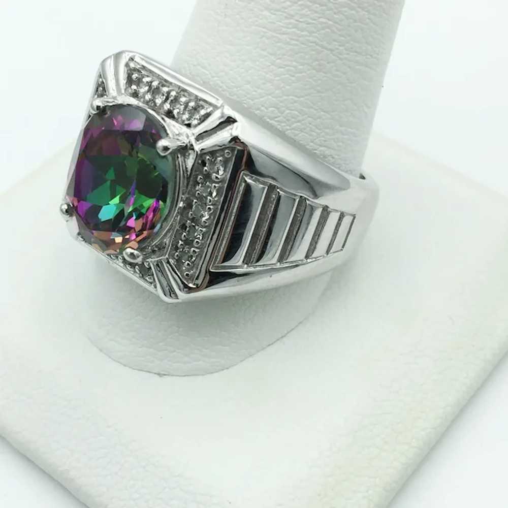 Sterling Silver Mystic Topaz and White Zircon Ring - image 4