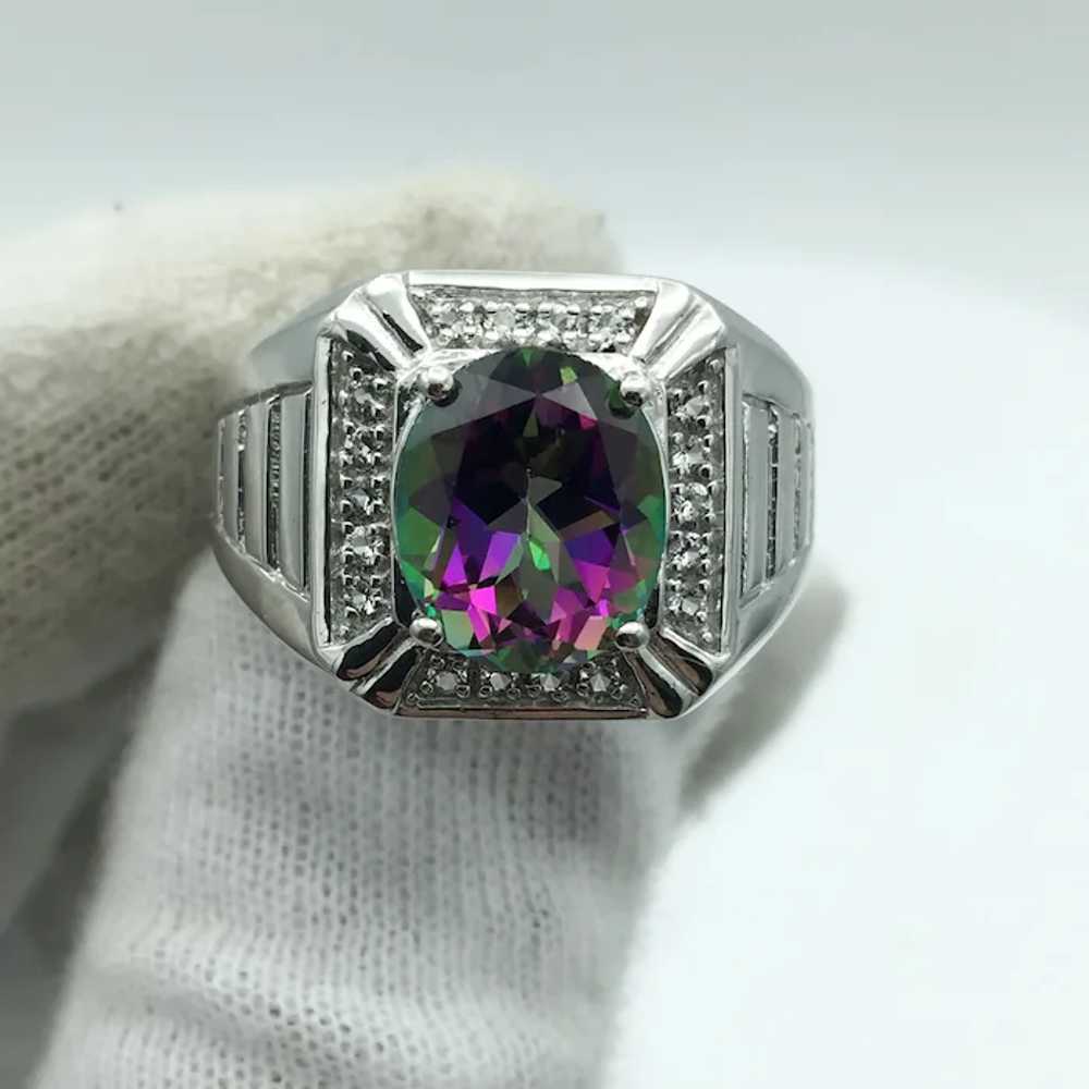 Sterling Silver Mystic Topaz and White Zircon Ring - image 6