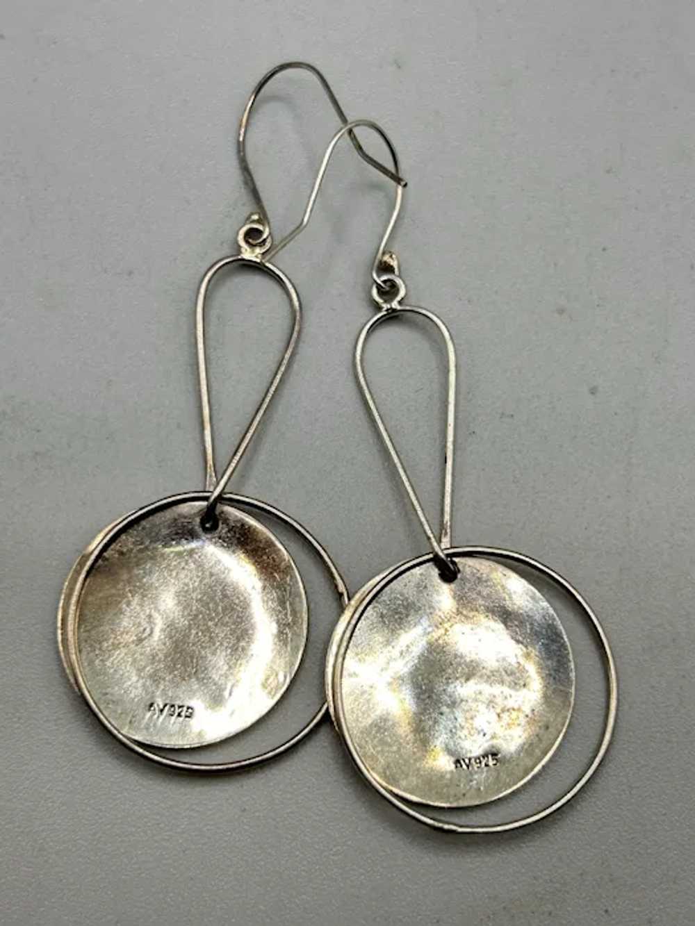 Sterling Silver 925 Dangles Earrings Pierced Long… - image 4