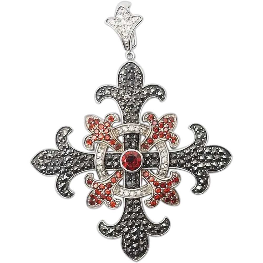 Studded crystals marcasite sterling silver Maltes… - image 1