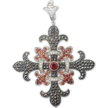 Studded crystals marcasite sterling silver Maltes… - image 1