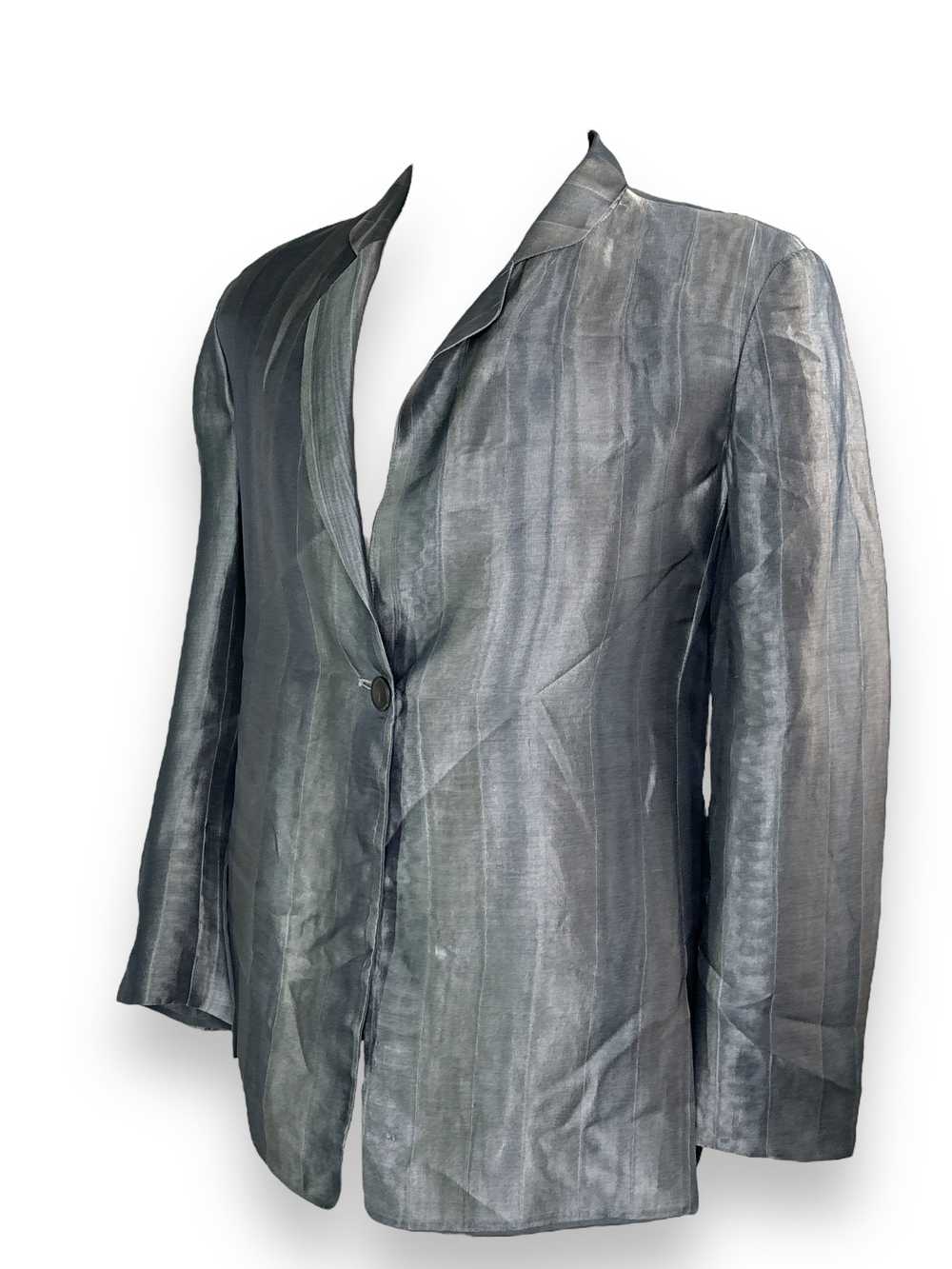 1990s Giorgio Armani Le Collezioni Gray Pinstripe… - image 1