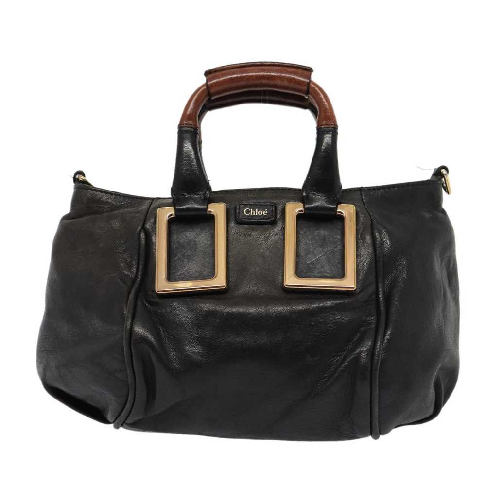 Chloe Chloe Etel Hand Bag Leather 2way Black Auth… - image 2