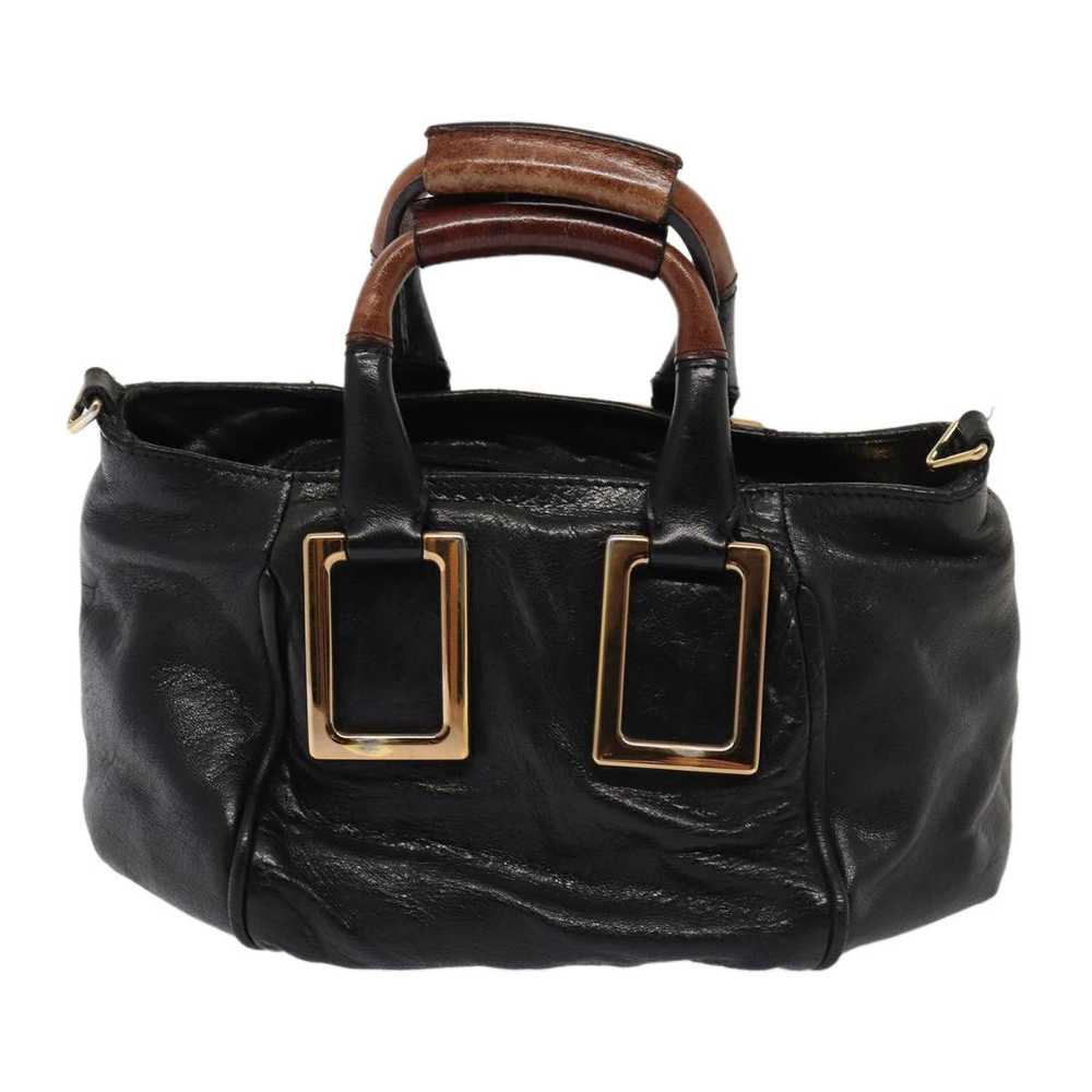 Chloe Chloe Etel Hand Bag Leather 2way Black Auth… - image 3