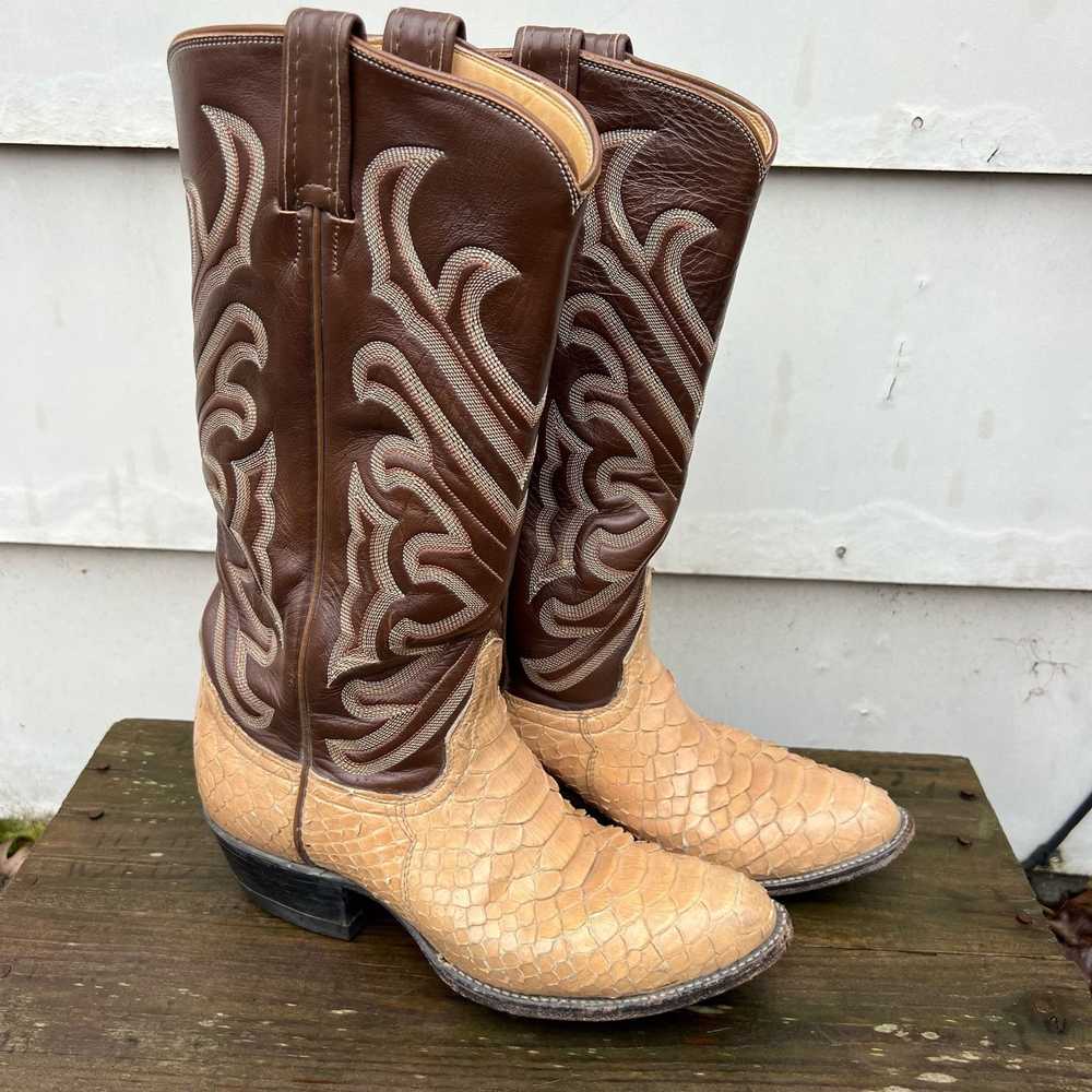 Tony Lama Tony Lama Black Label Tan Cream Snake S… - image 1