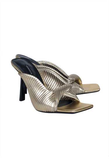 Versace - Gold Pleated Square Toe Mule Pumps Sz 11