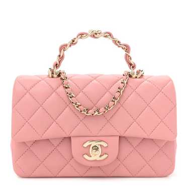 CHANEL Lambskin Quilted Mini Chain Top Handle Rec… - image 1