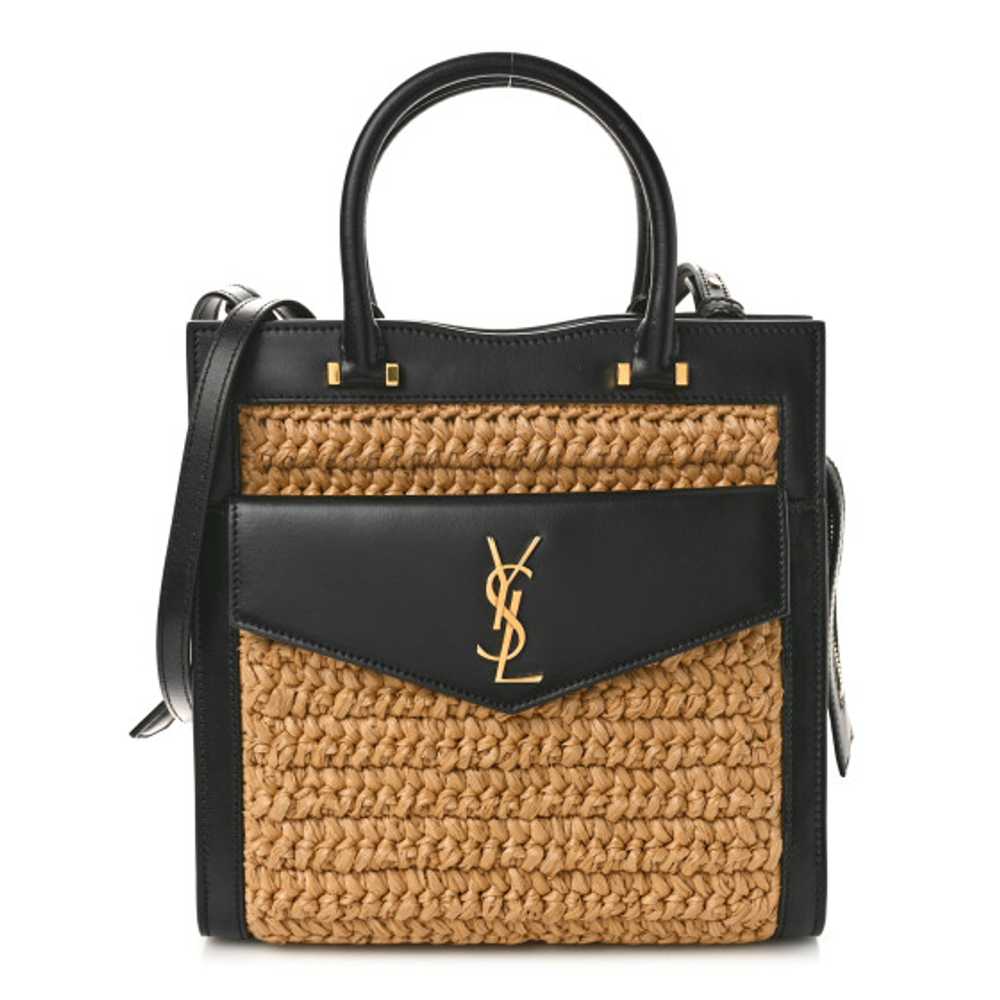 SAINT LAURENT Raffia Calfskin Small Uptown Tote B… - image 1