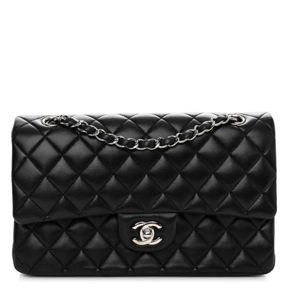 CHANEL Lambskin Quilted Medium Double Flap Black - image 1