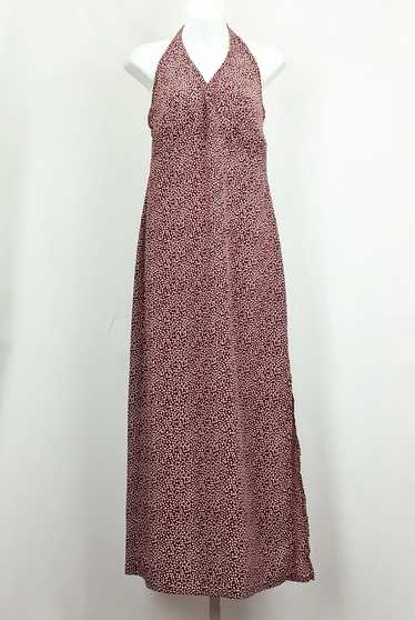 ESPRIT 90s Y2K Burgundy Polka Dot Halter Dress (9… - image 1