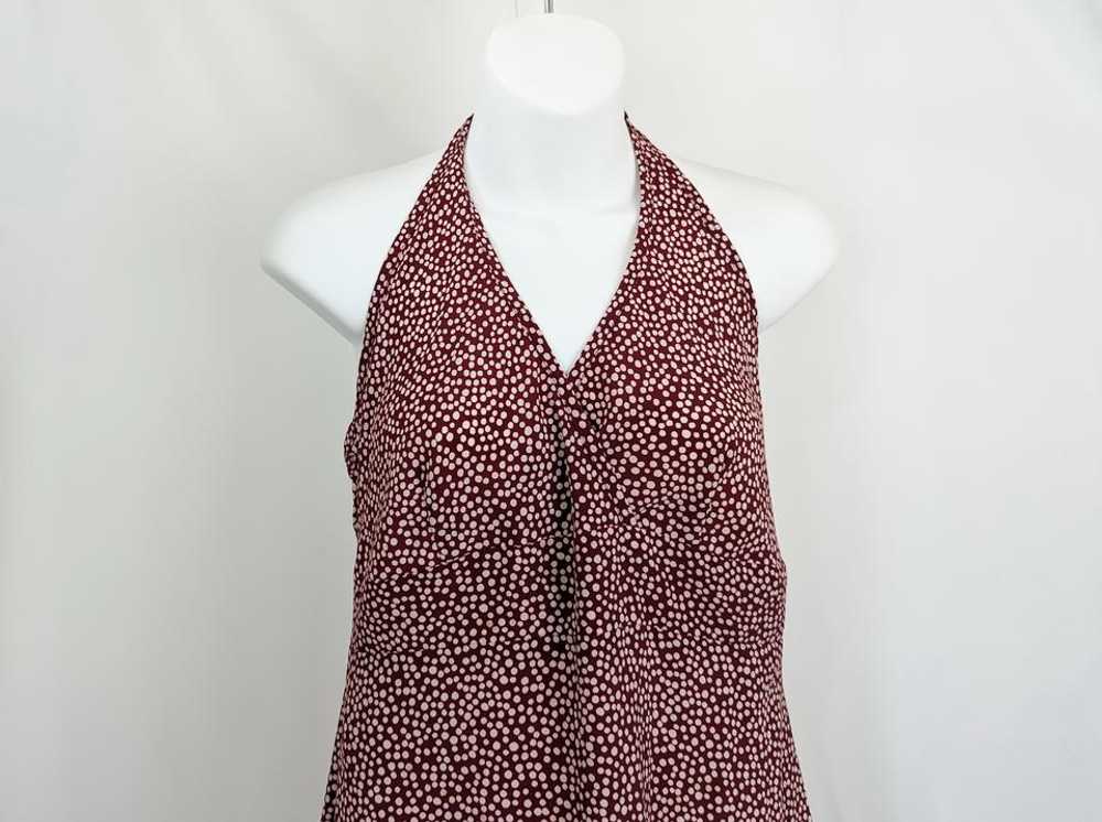 ESPRIT 90s Y2K Burgundy Polka Dot Halter Dress (9… - image 2