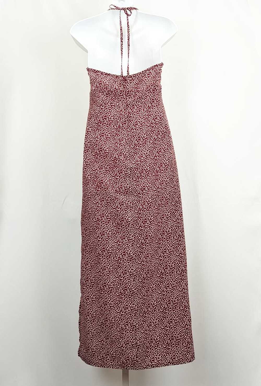 ESPRIT 90s Y2K Burgundy Polka Dot Halter Dress (9… - image 3