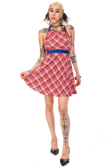 Vintage 70's Sweet Plaid Halter Wrap Dress - M