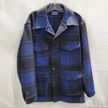 Vintage Pendleton Blue/Black Wool Button Up Jacke… - image 1