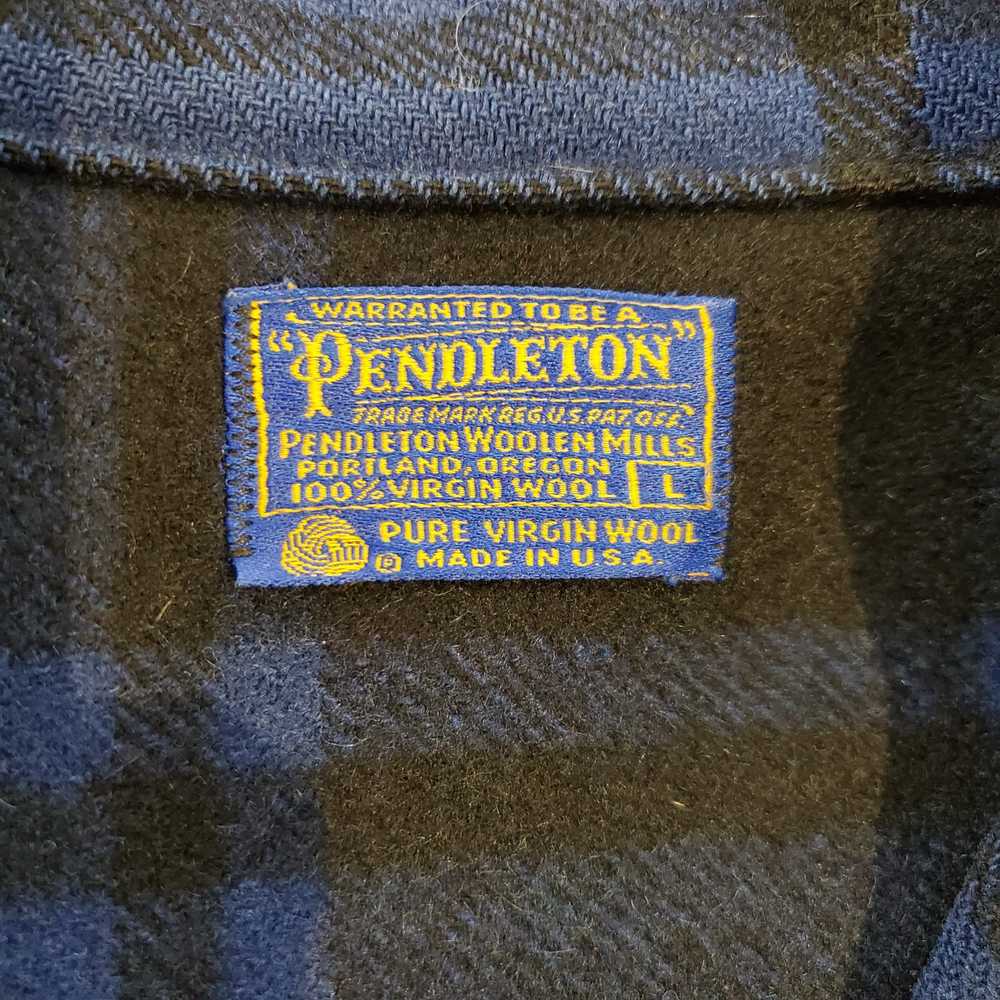 Vintage Pendleton Blue/Black Wool Button Up Jacke… - image 3