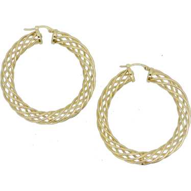 14k Yellow Gold Open Twisted Hoops