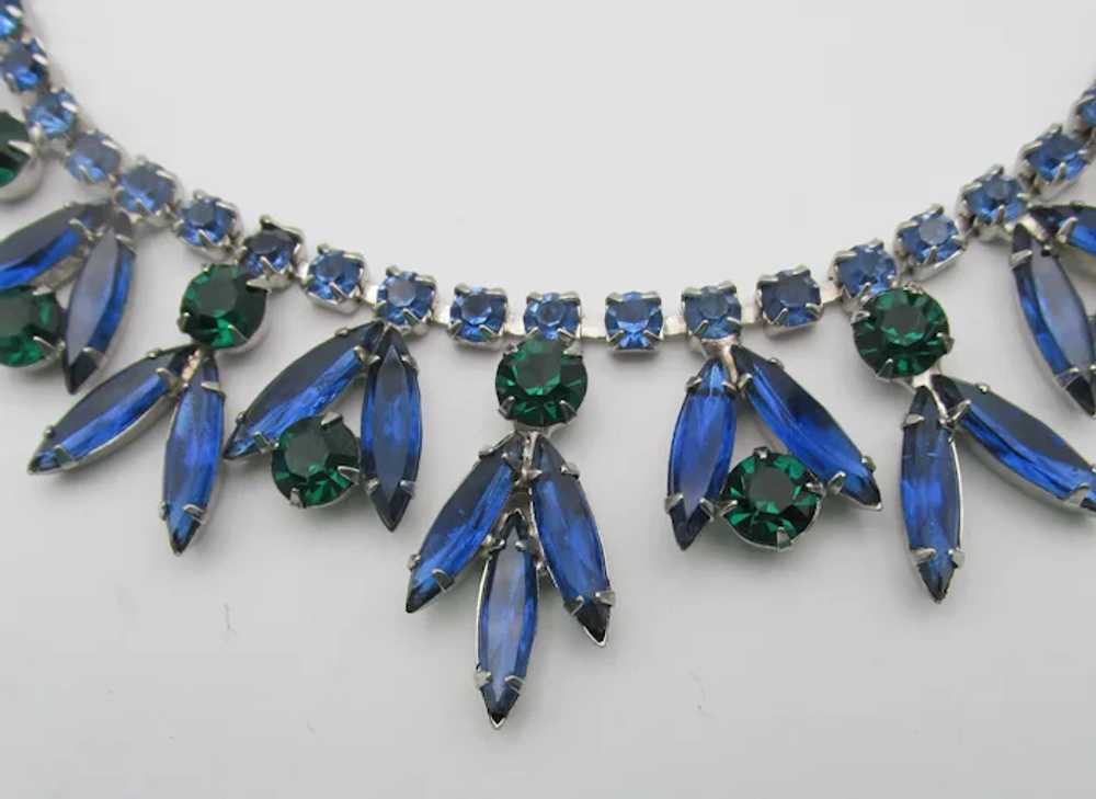 Vintage Sapphire Blue and Emerald Green Rhineston… - image 3