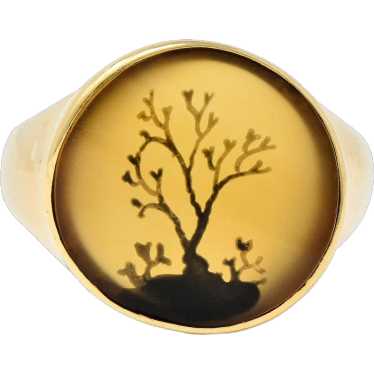 Victorian Dendritic Agate 10 Karat Yellow Gold Ant