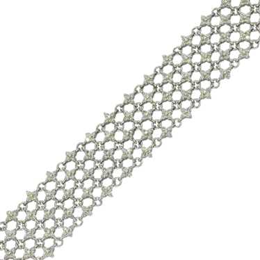 18k (750) White Gold Natural Diamond Mesh Bracelet - image 1