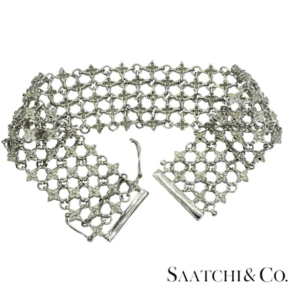 18k (750) White Gold Natural Diamond Mesh Bracelet - image 2