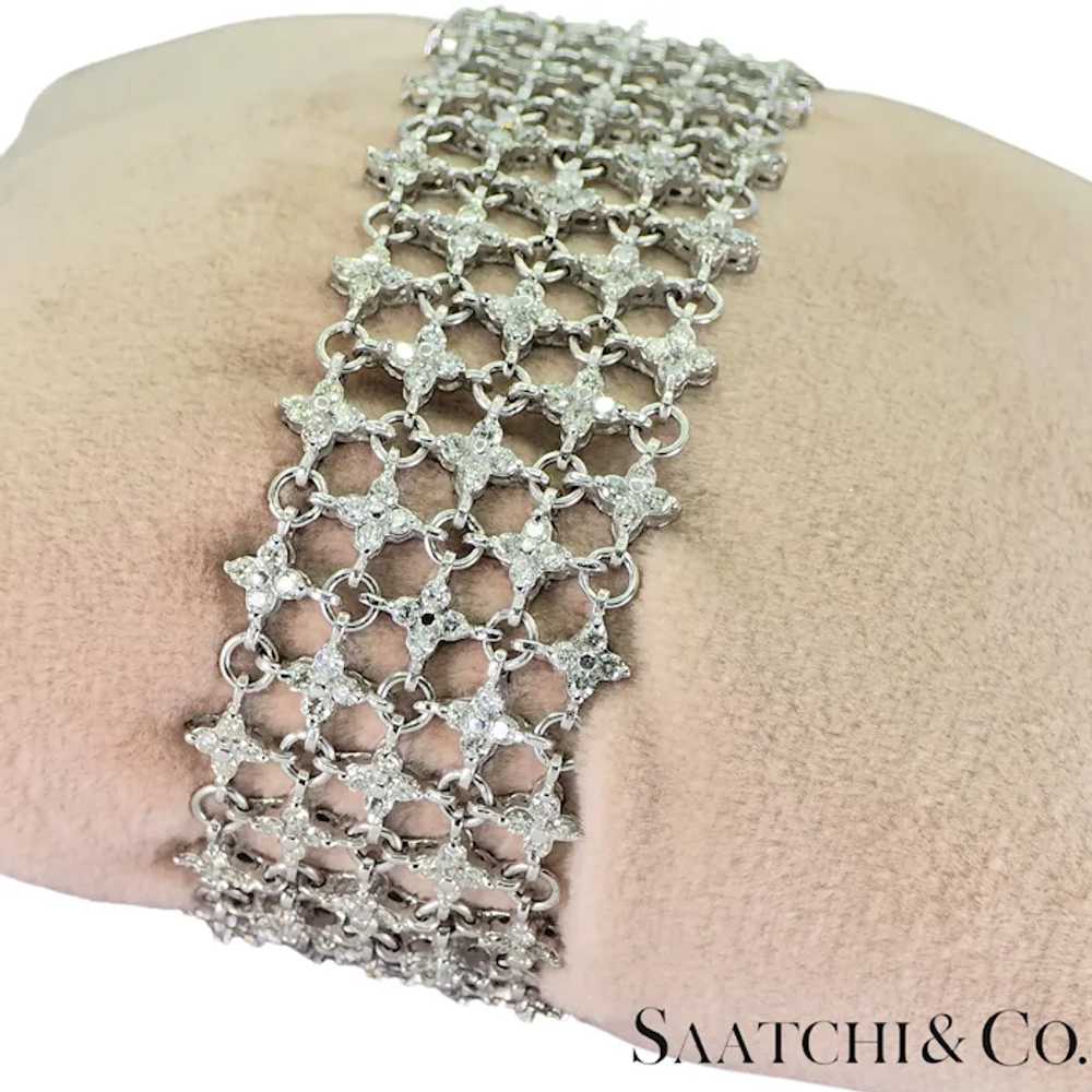 18k (750) White Gold Natural Diamond Mesh Bracelet - image 3