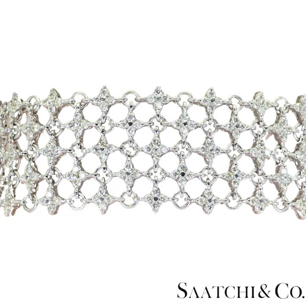 18k (750) White Gold Natural Diamond Mesh Bracelet - image 5