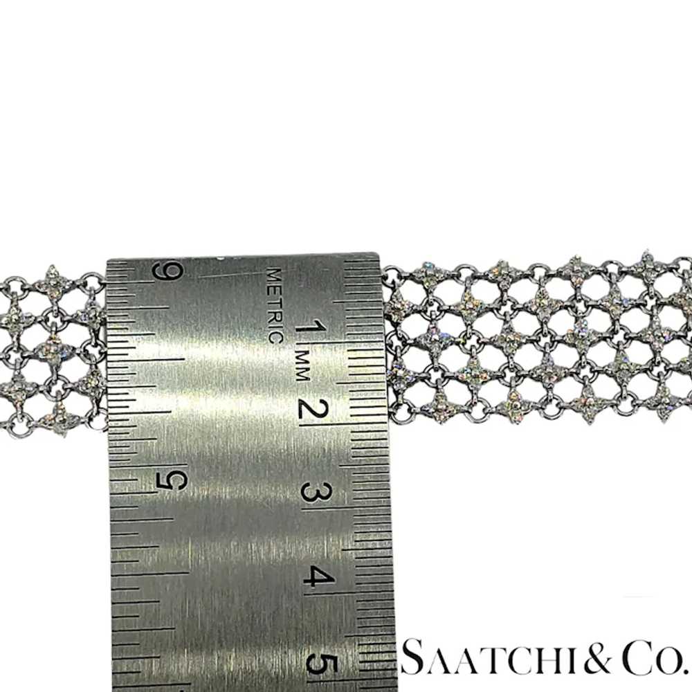 18k (750) White Gold Natural Diamond Mesh Bracelet - image 7