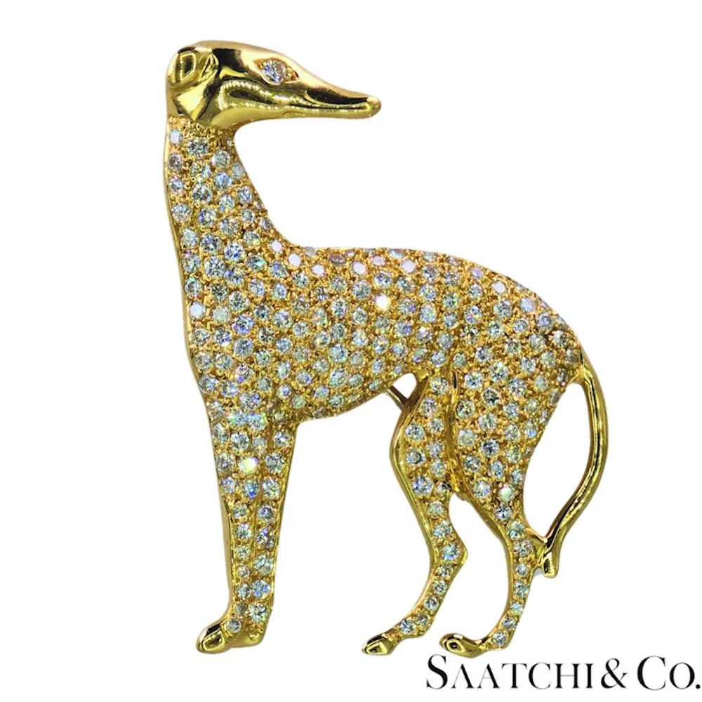 18k (750) Yellow Gold Natural Diamond Dog shape P… - image 6