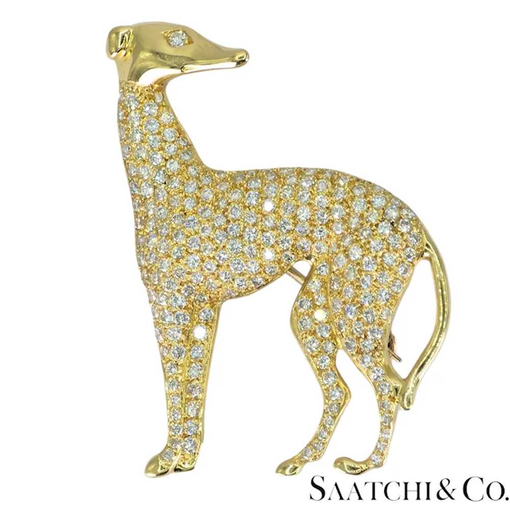 18k (750) Yellow Gold Natural Diamond Dog shape P… - image 7