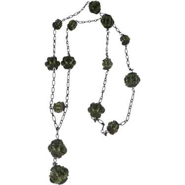 Vintage Hand Beaded Ball Necklace (A5647)