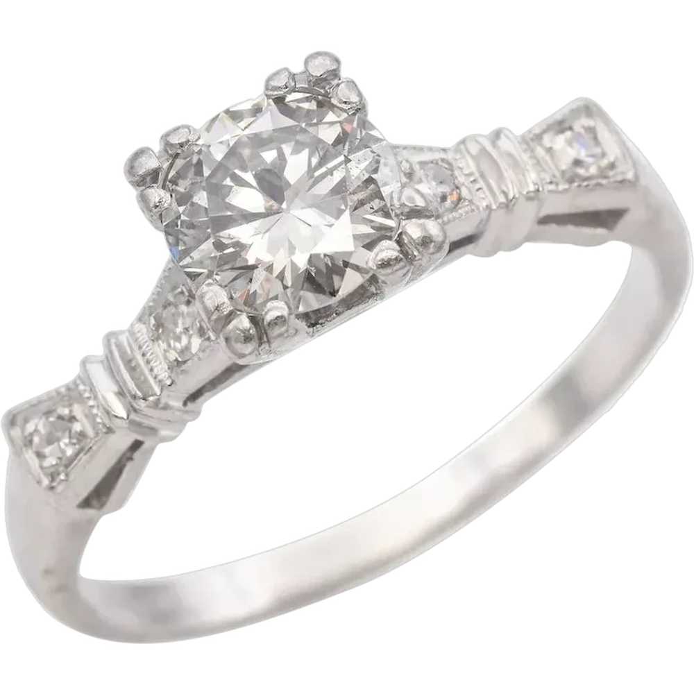 Vintage Platinum 0.79 TCW Diamond Engagement Ring - image 1