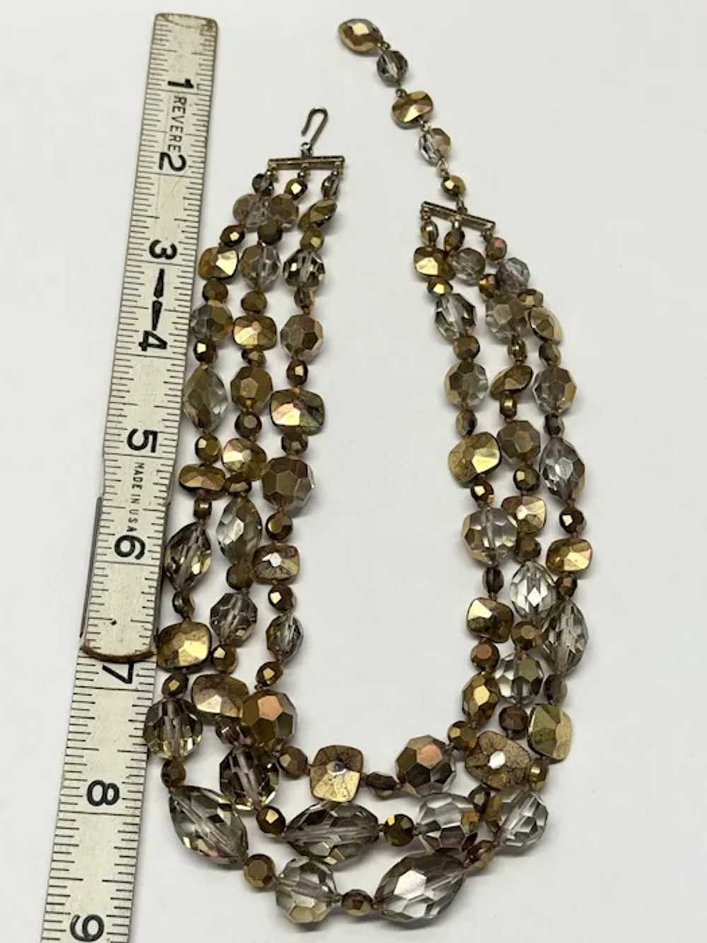 Vintage Gold Multi Strand Beaded Necklace - image 5