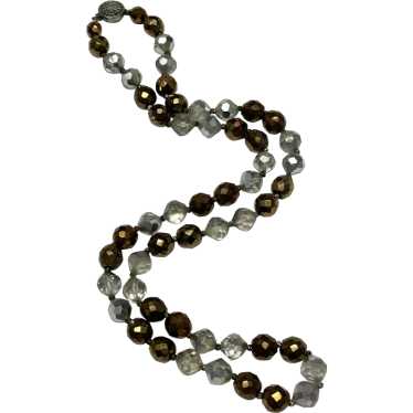 Vintage Gold & Silver Crystal Beaded Necklace - image 1