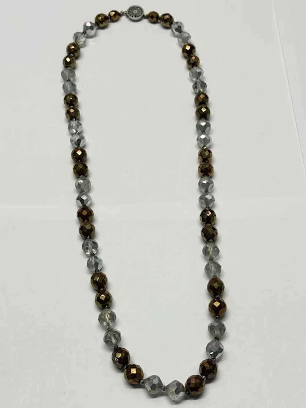 Vintage Gold & Silver Crystal Beaded Necklace - image 2