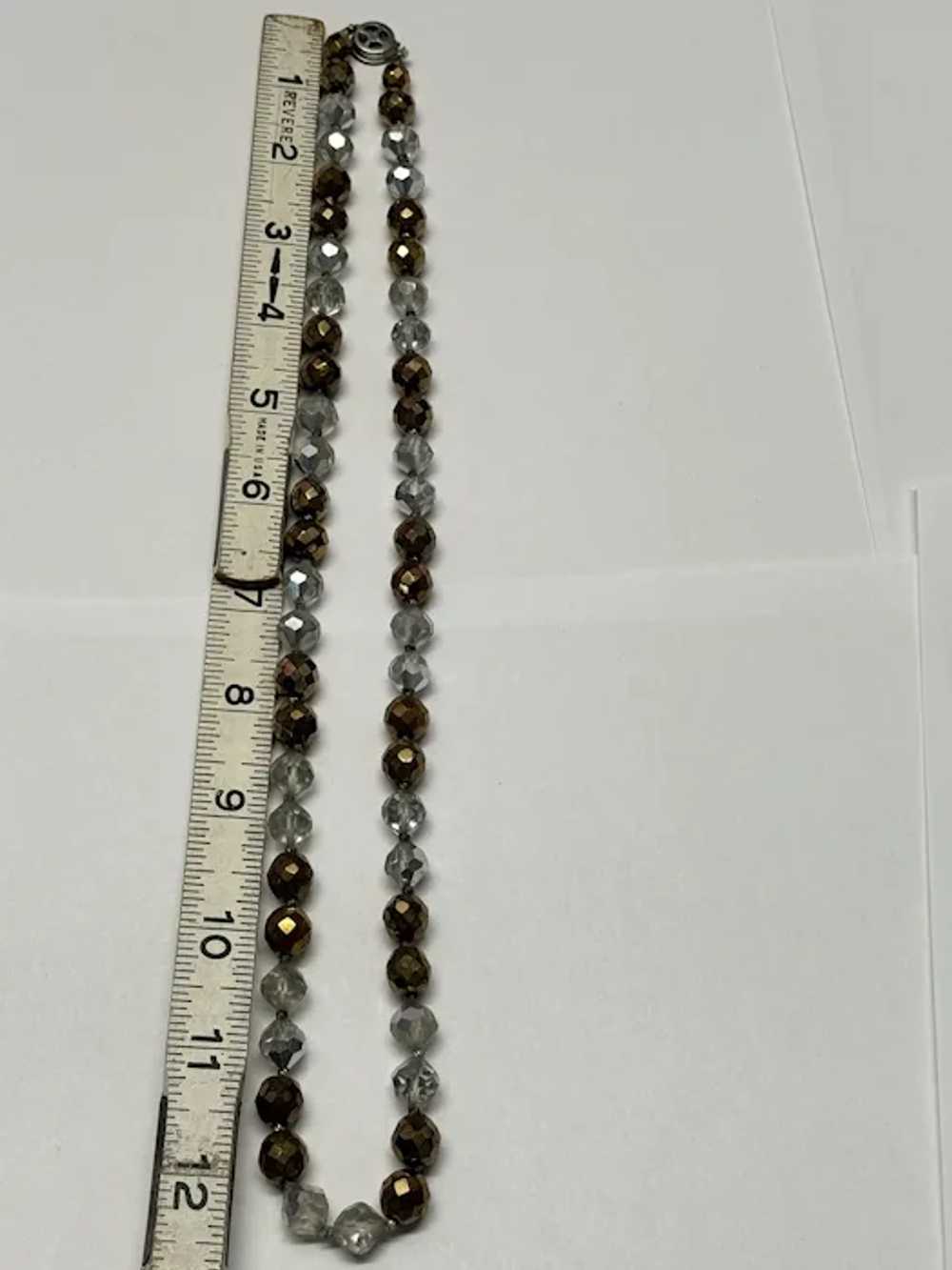 Vintage Gold & Silver Crystal Beaded Necklace - image 3