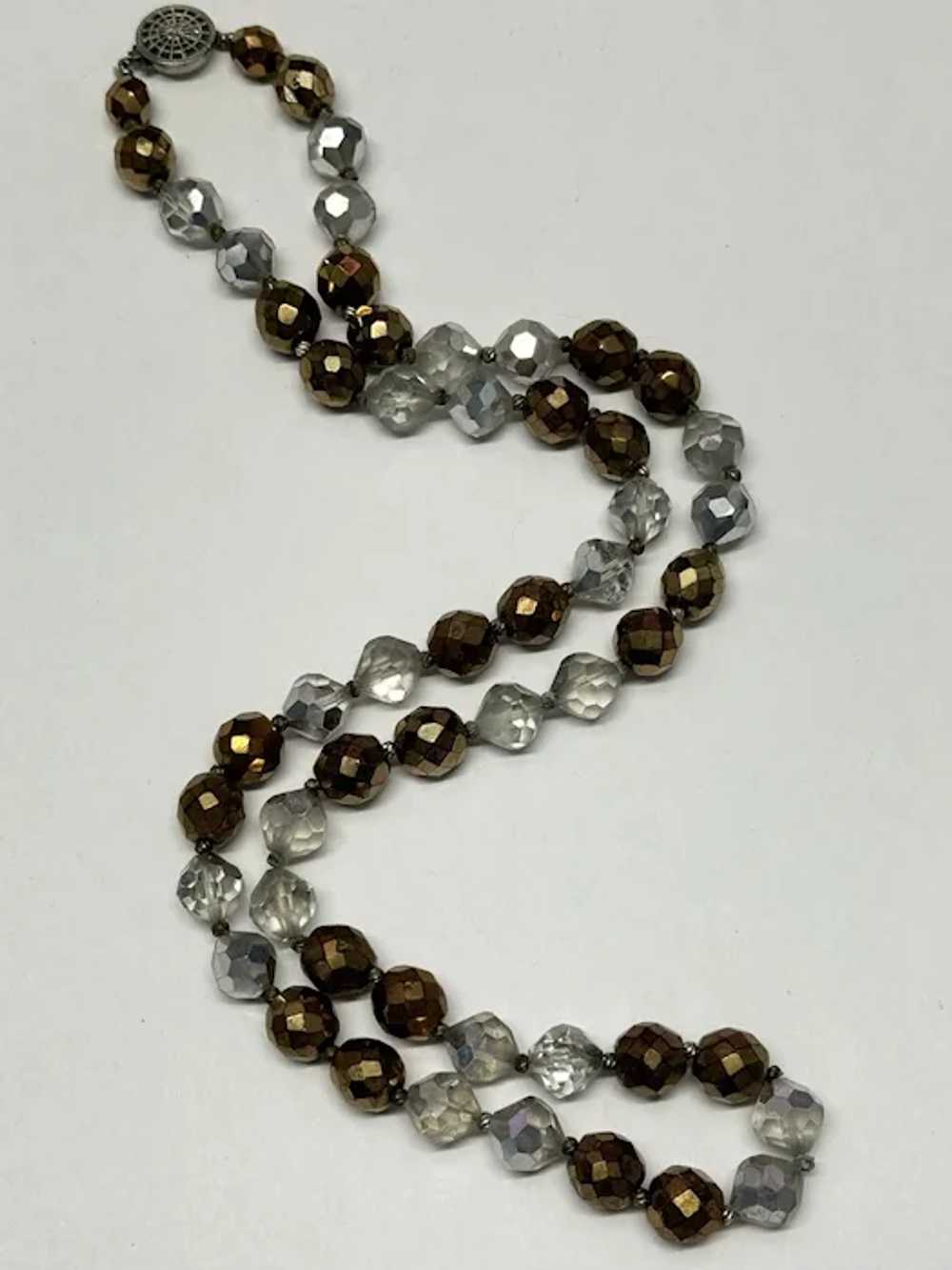 Vintage Gold & Silver Crystal Beaded Necklace - image 4