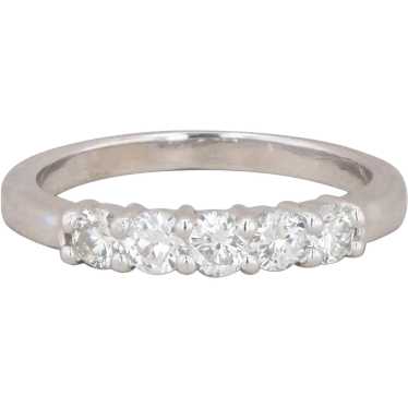 14k White Gold Five Diamond Band