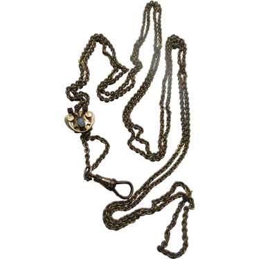 Antique Ladies Pocket Watch Chain , Opal Slide Cha