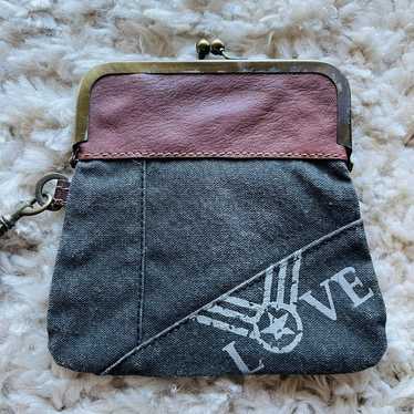 Mona B Vintage Recycled Canvas Wristlet Crossbody… - image 1